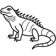 Volcano Iguana line art vector