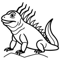 Fototapeta premium Volcano Iguana line art vector
