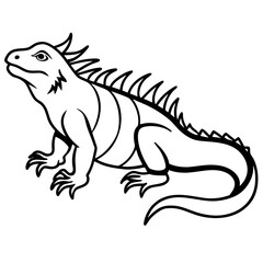 Volcano Iguana line art vector
