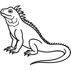 Volcano Iguana line art vector