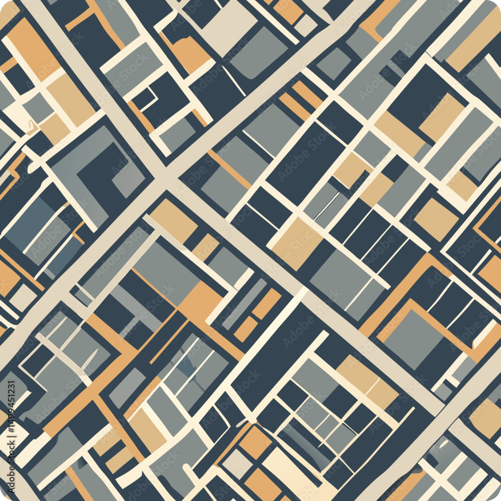 Poster geometric seamless vector pattern with abstract shapes in muted colors