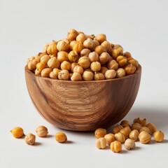 Roasted chickpeas in a wooden bowl