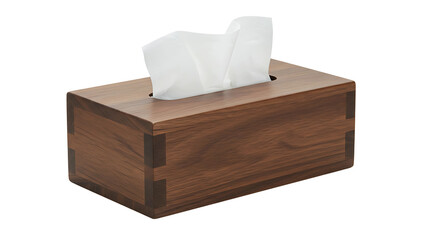 Facial Tissue in a Wood Box isolated on white