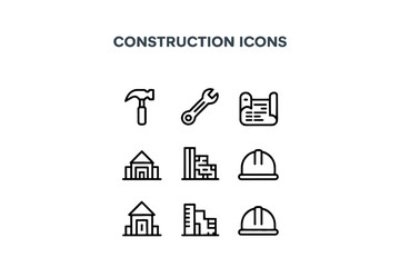construction icon set, under construction icon, hard hat icon, property icon, roofing icon, cog icon, hard hat, safety icon, white hard hat icon, ppe icon, construction machinery icons, building const