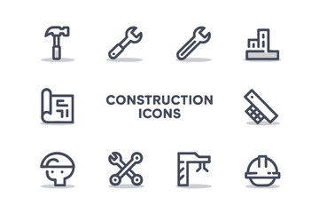 construction icon set, under construction icon, hard hat icon, property icon, roofing icon, cog icon, hard hat, safety icon, white hard hat icon, ppe icon, construction machinery icons, building const