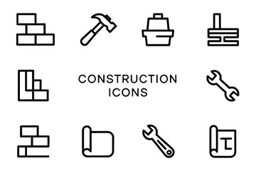 construction icon set, under construction icon, hard hat icon, property icon, roofing icon, cog icon, hard hat, safety icon, white hard hat icon, ppe icon, construction machinery icons, building const