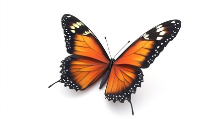 Naklejka premium Three Dimensional Butterfly Isolated on White Background. Delicate and Colorful Insect Display.