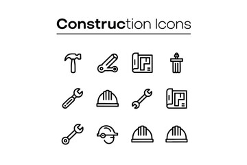 construction icon set, under construction icon, hard hat icon, property icon, roofing icon, cog icon, hard hat, safety icon, white hard hat icon, ppe icon, construction machinery icons, building const