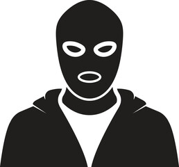 Minimalist Silhouette of Hooded Figure in Ski Mask Representing Anonymity and Urban Tension