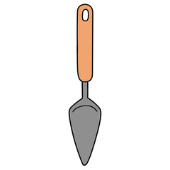 Hand drawn cartoon kitchen spatula on white background.