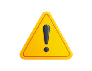 Yellow triangle warning sign exclamation mark isolated on a white background