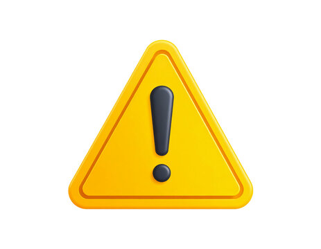 Yellow triangle warning sign exclamation mark isolated on a white background