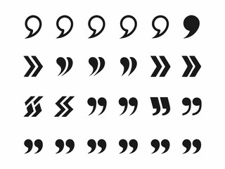 Exclamation Mark Collection. Black comma icon set. Speech mark. Inverted comma symbol.