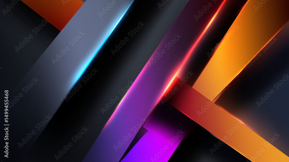 Poster dynamic abstract layout, sharp lines and angles, glowing gradient colors
