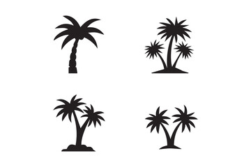 Fototapeta premium set of vector palms, coconut vector tree illustration design 