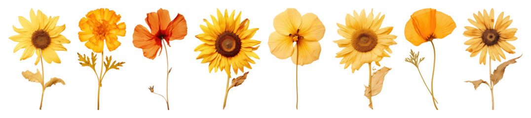 Naklejka premium PNG Vibrant floral watercolor illustration, element set on transparent background