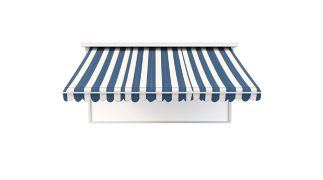 A high-resolution image of a single awning, centered in the frame, white background --ar 16:9
