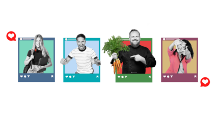 Art collage. Different blogger profiles in social networks as portraits or avatars isolated on a free png background. Promotion, action, ad, job questions, discussion.