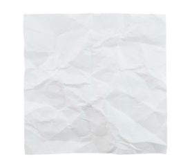 Crumpled blank sheet of paper for notes, isolated on transparent background. Office blank paper concept