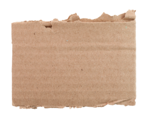 Blank piece of torn cardboard, isolated on transparent background. Office blank paper concept