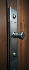 Obraz premium close up of a door handle on a wooden door