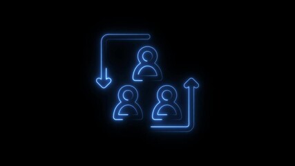 Glowing neon teamwork hierarchy structure demonstrating business management and staff development