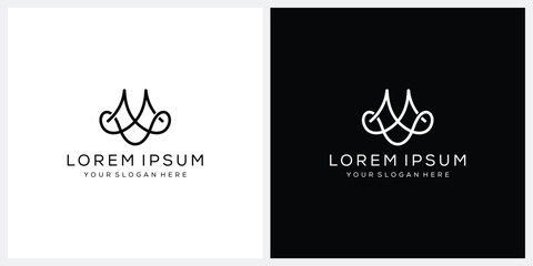 initial letter M line art logo design inspiration