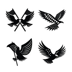 United Wings: Flag Blended Eagle Silhouette for Independence