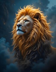 Fototapeta premium Regal Lion Portrait in Dramatic Light