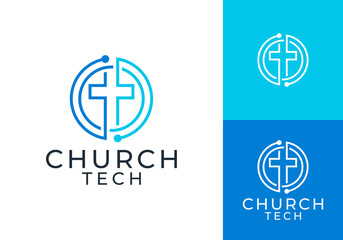 circle church tech connection logo vector design