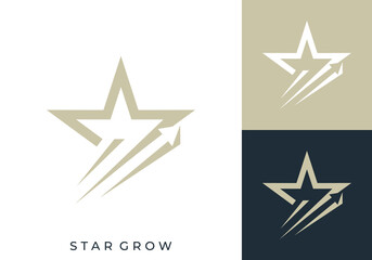 Obraz premium star with arrow logo. launch star success level up vector design concept