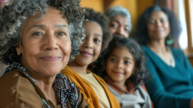 Elderly lady with family, showing generational bond