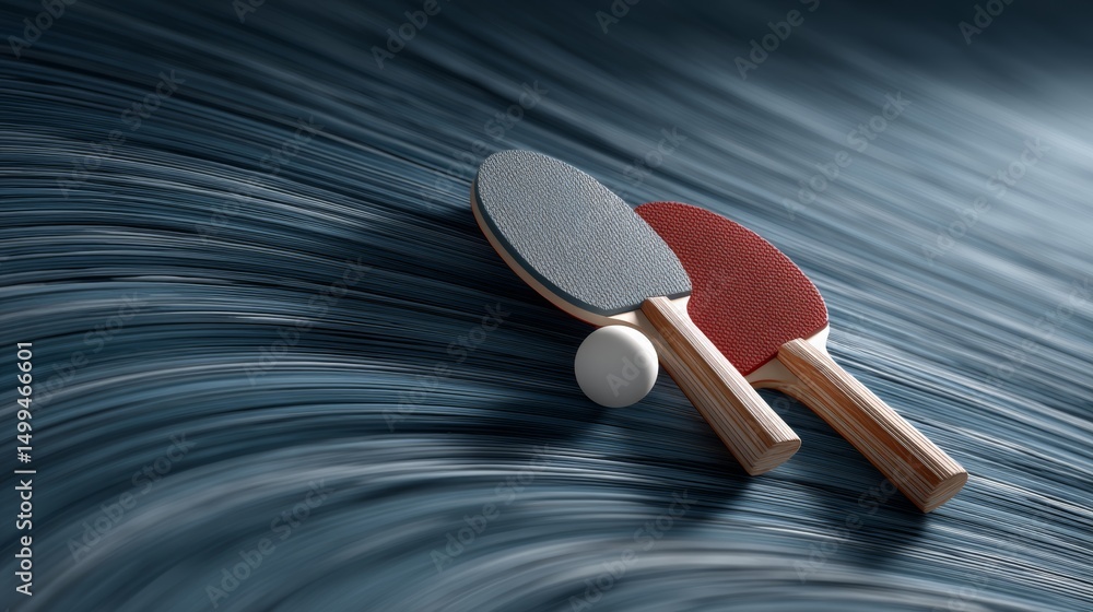 Aufkleber two paddles with a ball in between them. the paddles are red and white. the image has a playful and 