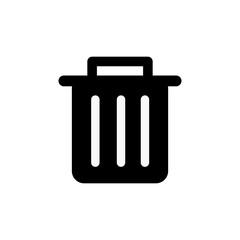 Strong Minimalist Trash Can Icon in Bold Black Design.