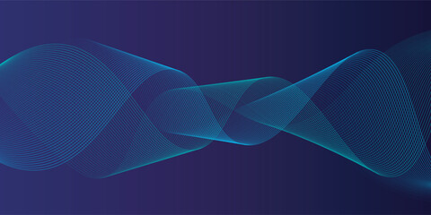 Abstract glowing wave lines on dark blue background. Dynamic wave pattern. Modern flowing wavy lines. Futuristic technology concept. Suit for banner, poster, cover, brochure, flyer, website