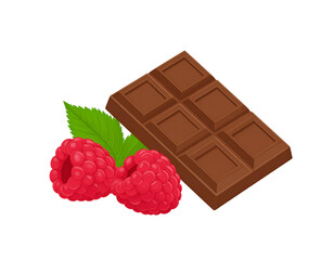 Chocolate bar and raspberries, a delicious combination