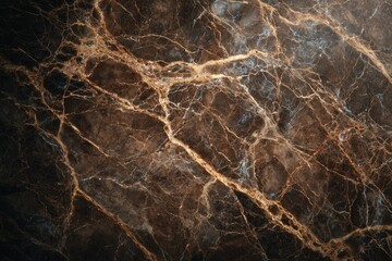 Dark brown marble slab texture with high-contrast mineral veins and natural stone shine