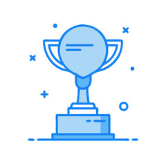 Blue Line Art Trophy Award Illustration for Winner Success Achievement
