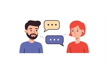 People talking with speech bubbles isolated on white background