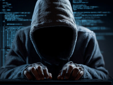 Anonymous Hacker in Dark Hoodie: Cybersecurity Threats and Network Vulnerabilities in the Digital World