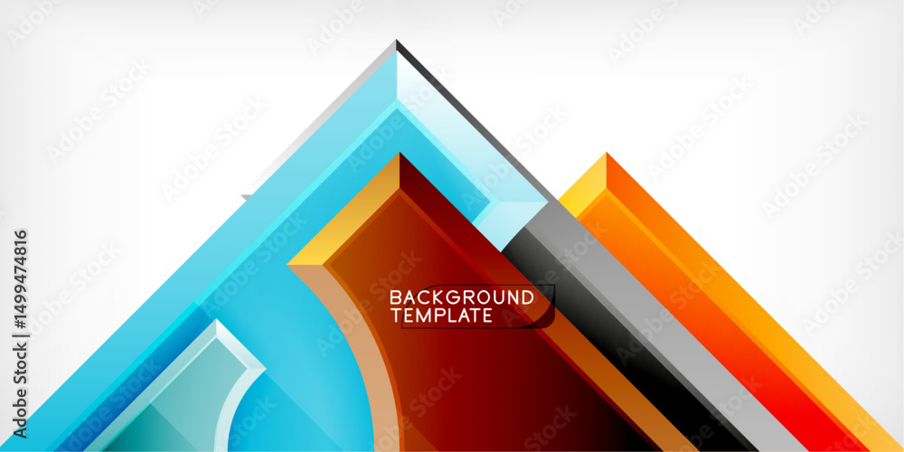 Poster abstract geometric design. bright colors blend, creating dynamic visual effect. modern template suit