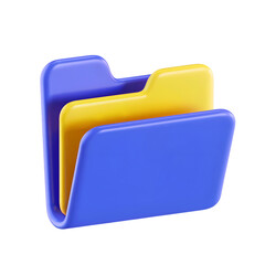 3d folder icon isolated on transparent background. 3d rendering Cartoon plastic style. PNG file, cut out