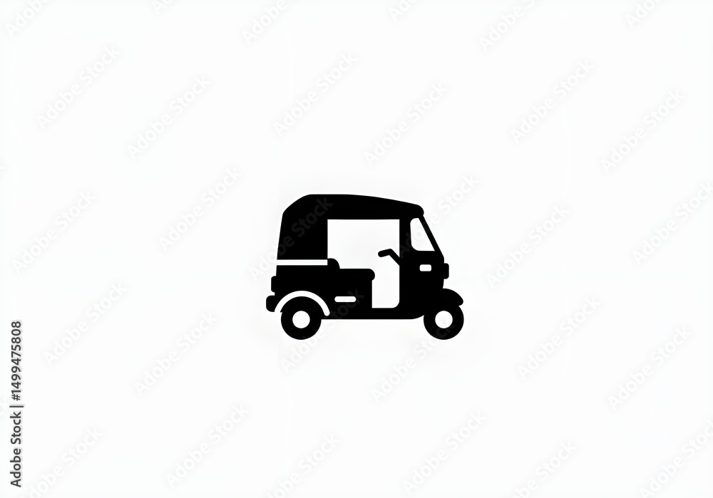 Poster a simple black silhouette of a auto rickshaw vehicle isolated on a plain white background image view