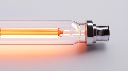 Transparent hair shaft with luminous serum inside, cosmetic breakthrough concept