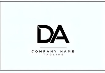 A black and white logo featuring the letters da above the words company name and tagline in a simple style
