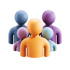 3D Group User icon isolated on transparent background. 3d rendering Cartoon plastic style. PNG file, cut out