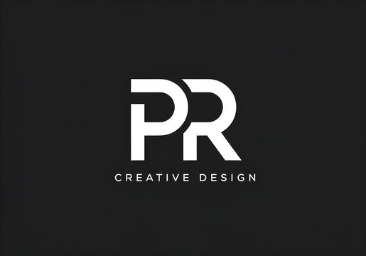 White pr letters creative design logo on a dark gray background simple and modern graphic design
