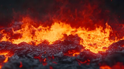 Obraz premium Fiery eruption of molten lava