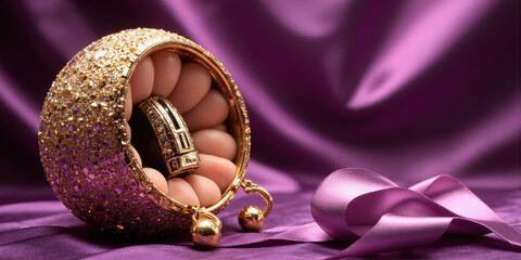 Violet & Gold Aurora - A mystical blend of violet and shimmering gold, perfect for luxury event promotions, high-end fashion