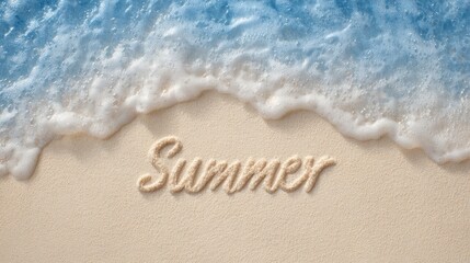 Fototapeta premium Summer in sand tranquil beach scene with ocean waves